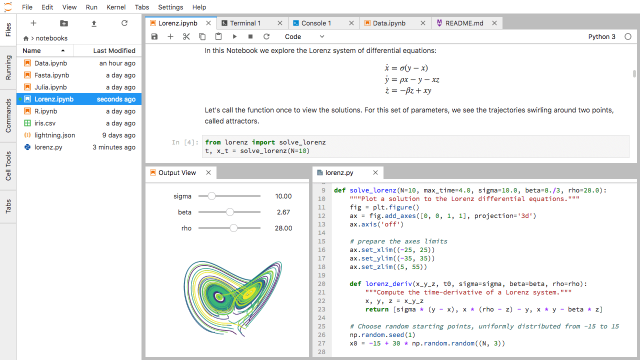 Multi-panel JupyterLab